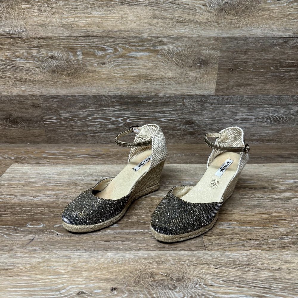 Dune London Glitter Closed Toe Ankle Strap Wedge Sandal Women's Size EU 38
